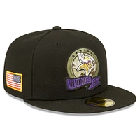 Men's New Era Black Minnesota Vikings 2022 Salute To Service 59FIFTY Fitted Hat