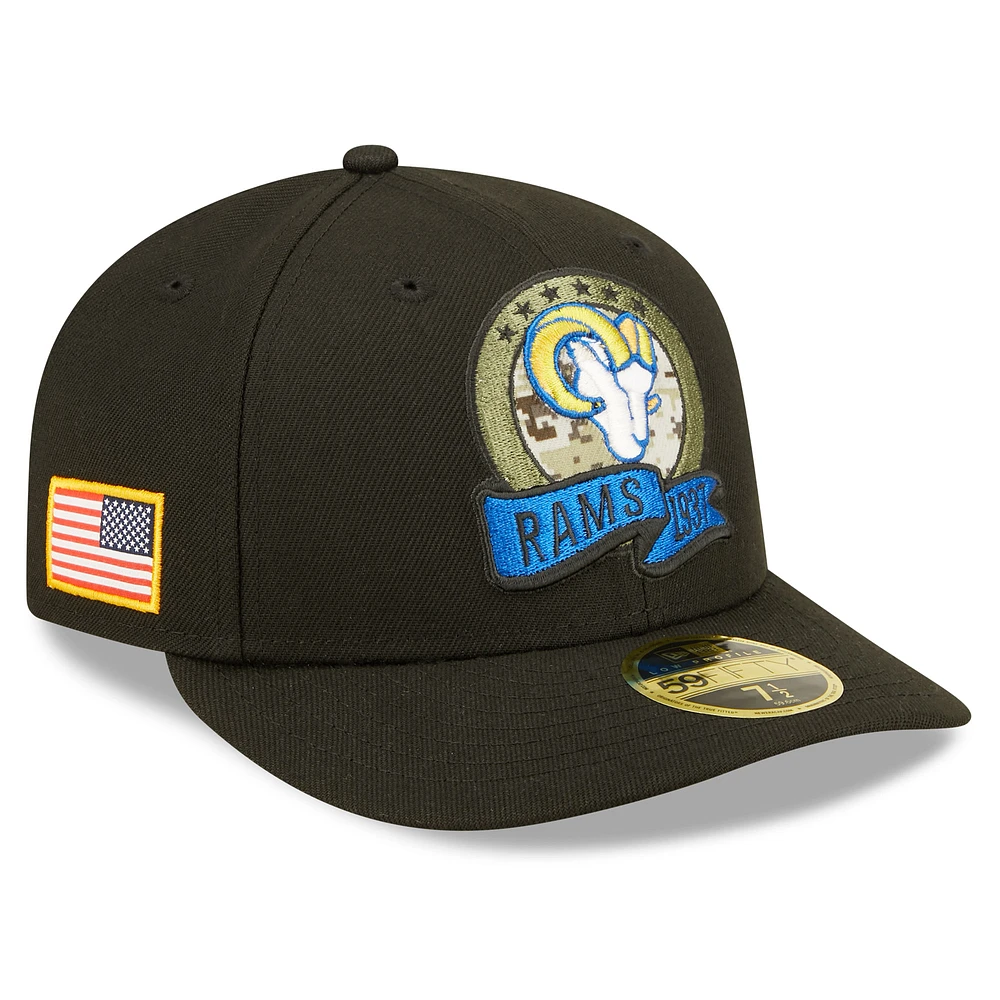 Men's New Era Black Los Angeles Rams 2022 Salute To Service Low Profile 59FIFTY Fitted Hat