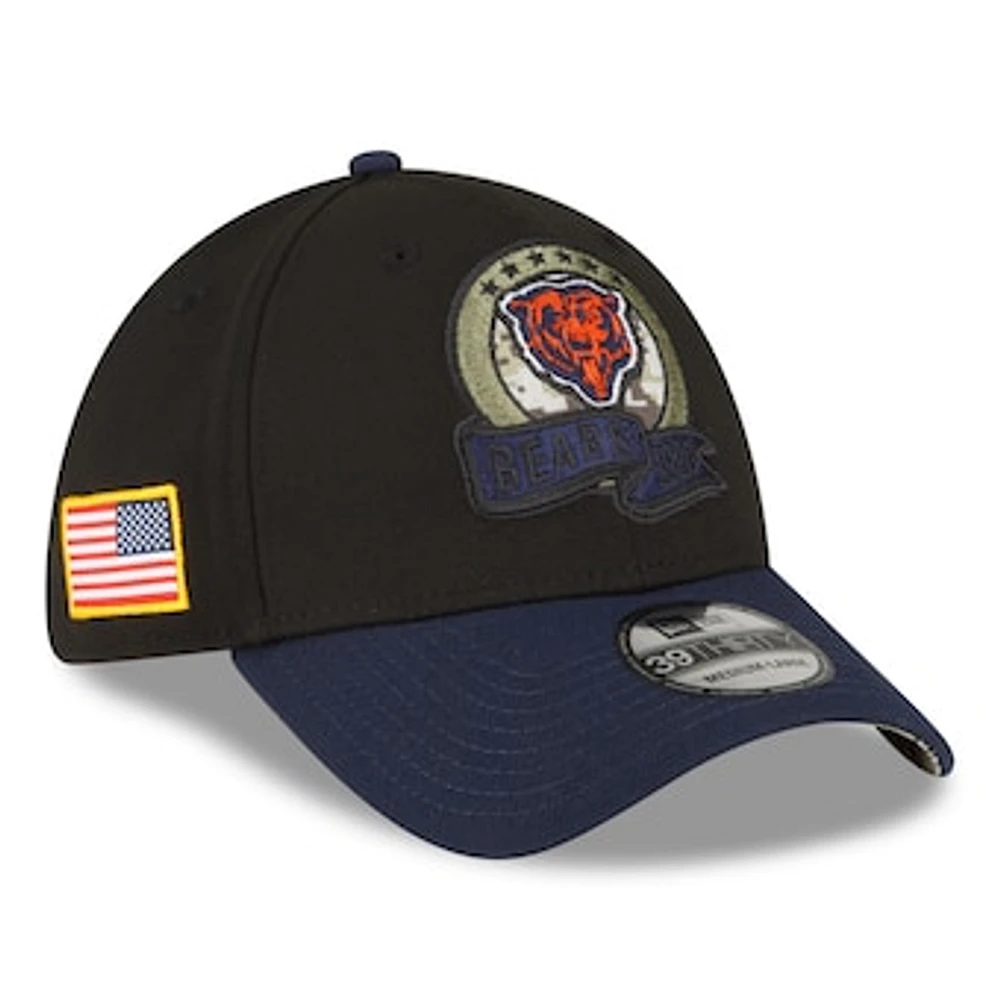 Men's New Era Black/Navy Chicago Bears 2022 Salute To Service 39THIRTY Flex Hat