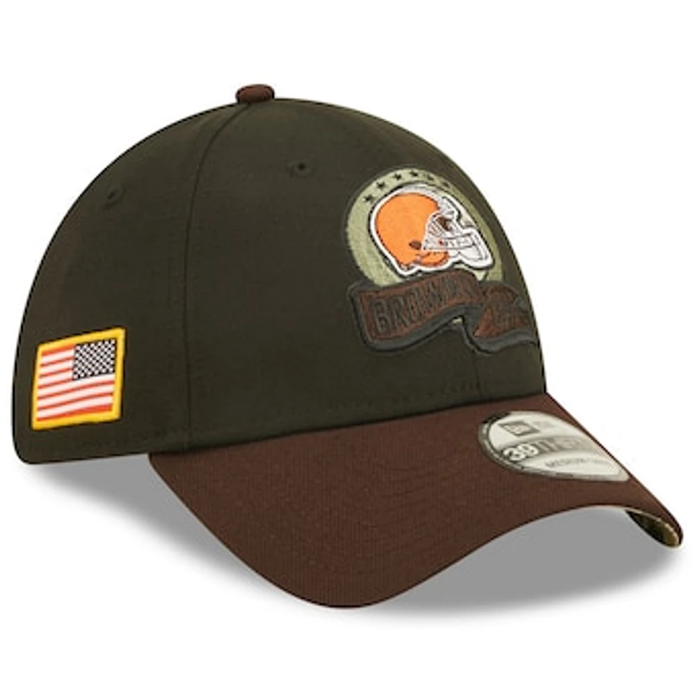 Men's New Era Black/Brown Cleveland Browns 2022 Salute To Service 39THIRTY Flex Hat