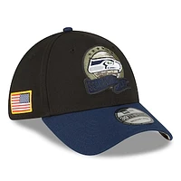 Men's New Era Black/Navy Seattle Seahawks 2022 Salute To Service 39THIRTY Flex Hat