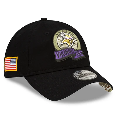 Men's New Era Black Minnesota Vikings 2022 Salute To Service 9TWENTY Adjustable Hat