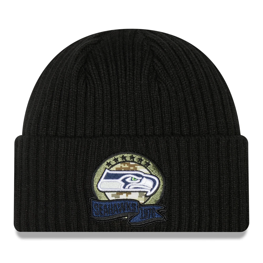 Men's New Era Black Seattle Seahawks 2022 Salute To Service Knit Hat