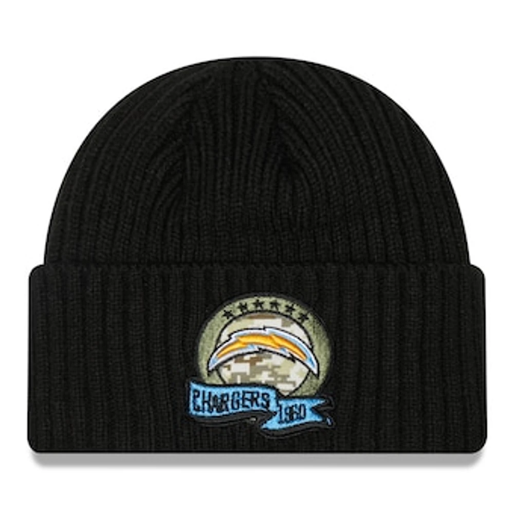 Youth New Era Black Los Angeles Chargers 2022 Salute To Service Knit Hat