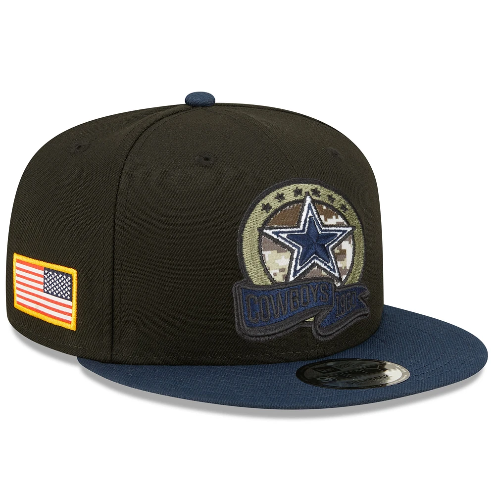 Men's New Era Black/Navy Dallas Cowboys 2022 Salute To Service 9FIFTY Snapback Hat