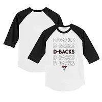 Youth Tiny Turnip White/Black Arizona Diamondbacks Stacked Raglan 3/4 Sleeve T-Shirt