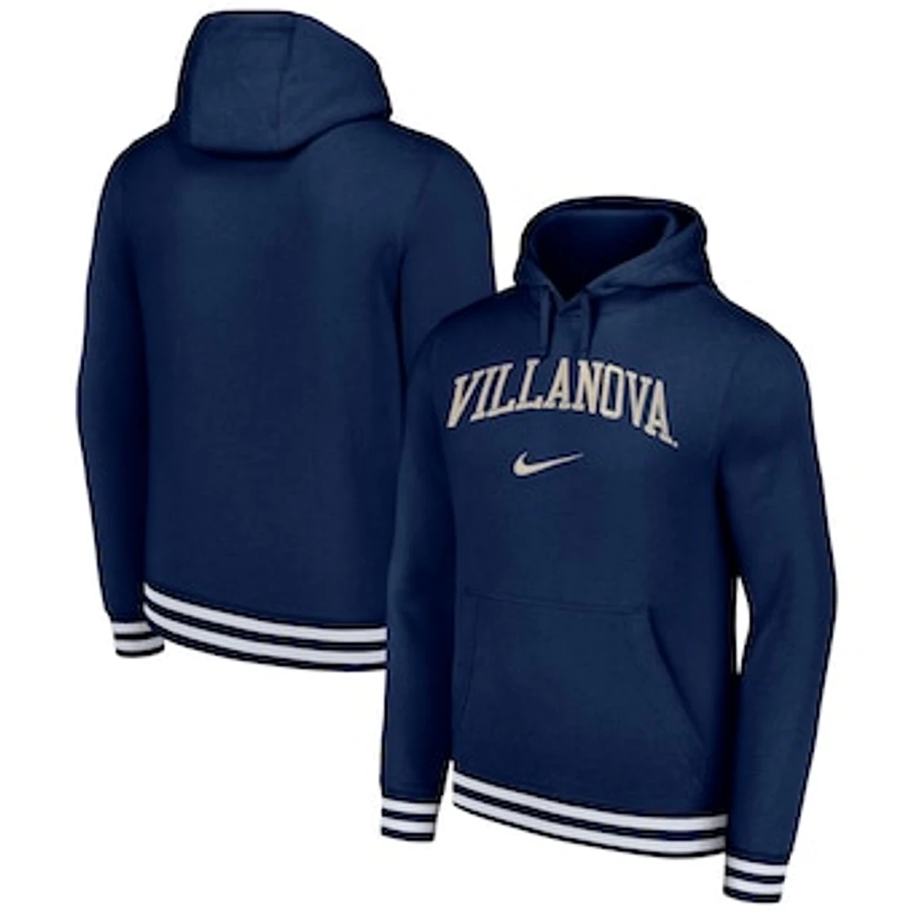 Men's Nike Navy Villanova Wildcats Distressed Sketch Retro Fitted Pullover Hoodie