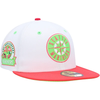 Men's New Era White/Coral Seattle Mariners 30th Anniversary Strawberry Lolli 59FIFTY Fitted Hat