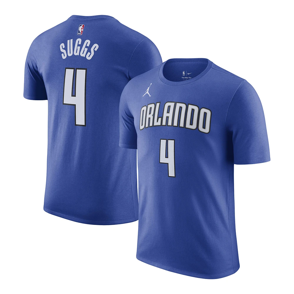 Men's Jordan Brand Jalen Suggs Blue Orlando Magic 2022/23 Statement Edition Name & Number T-Shirt