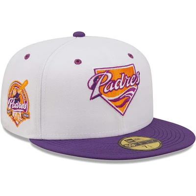 Men's New Era White/Purple San Diego Padres 40th Anniversary Grape Lolli 59FIFTY Fitted Hat