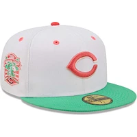 Men's New Era White/Green Cincinnati Reds Inaugural Season at Great American Ballpark Watermelon Lolli 59FIFTY Fitted Hat