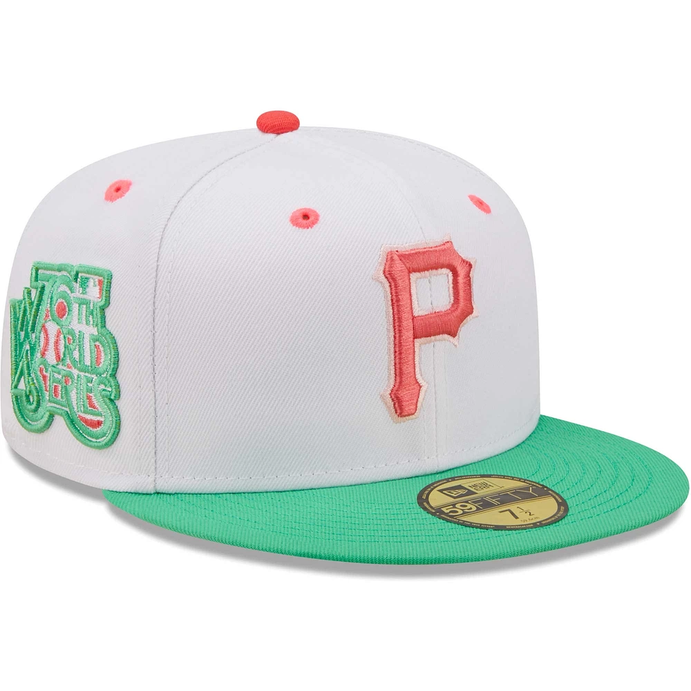 Men's New Era White/Green Pittsburgh Pirates 76th World Series Watermelon Lolli 59FIFTY Fitted Hat