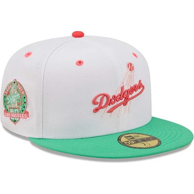 Men's New Era White/Green Los Angeles Dodgers 50th Anniversary Watermelon Lolli 59FIFTY Fitted Hat