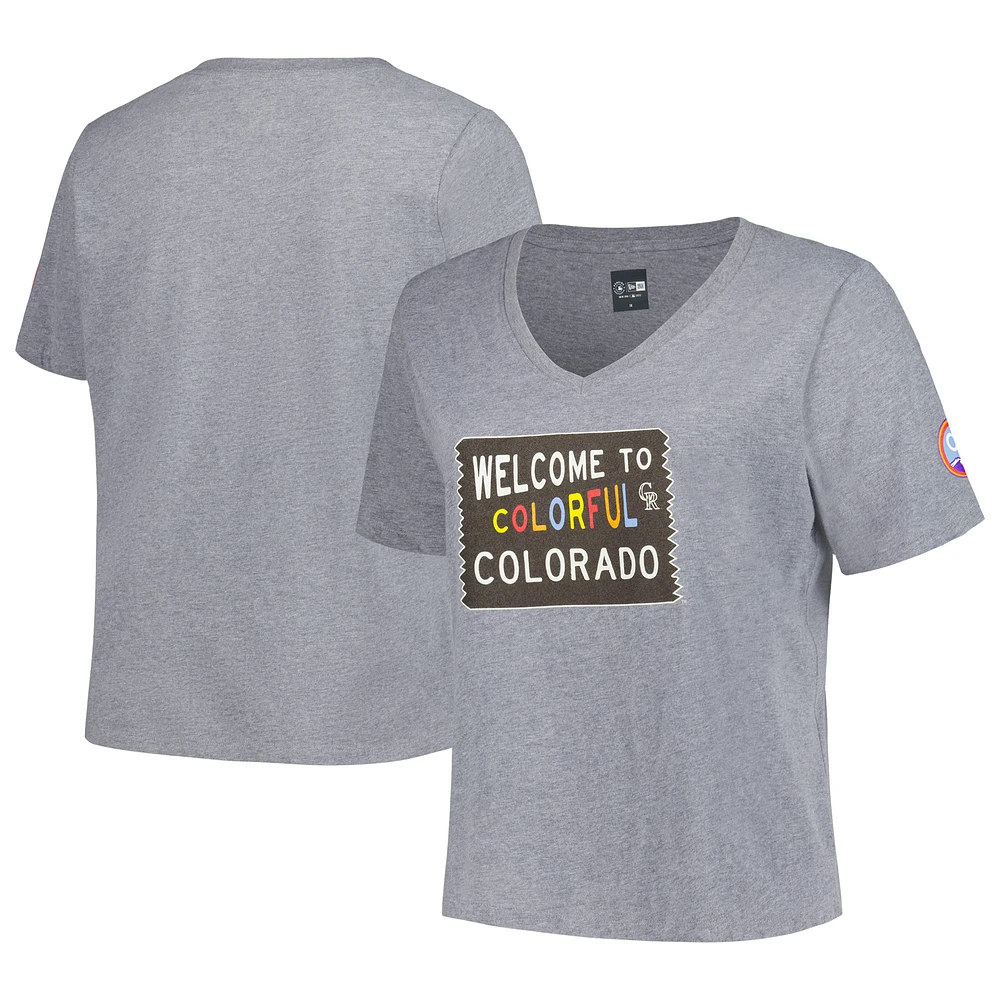 Women's New Era Gray Colorado Rockies City Connect Plus V-Neck T-Shirt