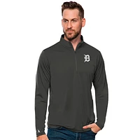 Men's Antigua Charcoal Detroit Tigers Tribute Quarter-Zip Pullover Top