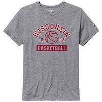 Men's League Collegiate Wear Heather Gray Wisconsin Badgers Basketball Team Arch Victory Falls Tri-Blend T-Shirt