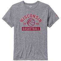 Men's League Collegiate Wear Heather Gray Wisconsin Badgers Basketball Team Arch Victory Falls Tri-Blend T-Shirt