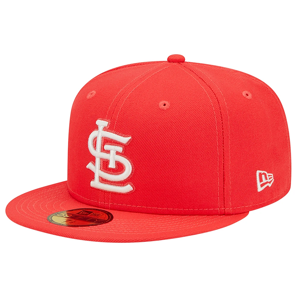 Men's New Era Red St. Louis Cardinals Lava Highlighter Logo 59FIFTY Fitted Hat