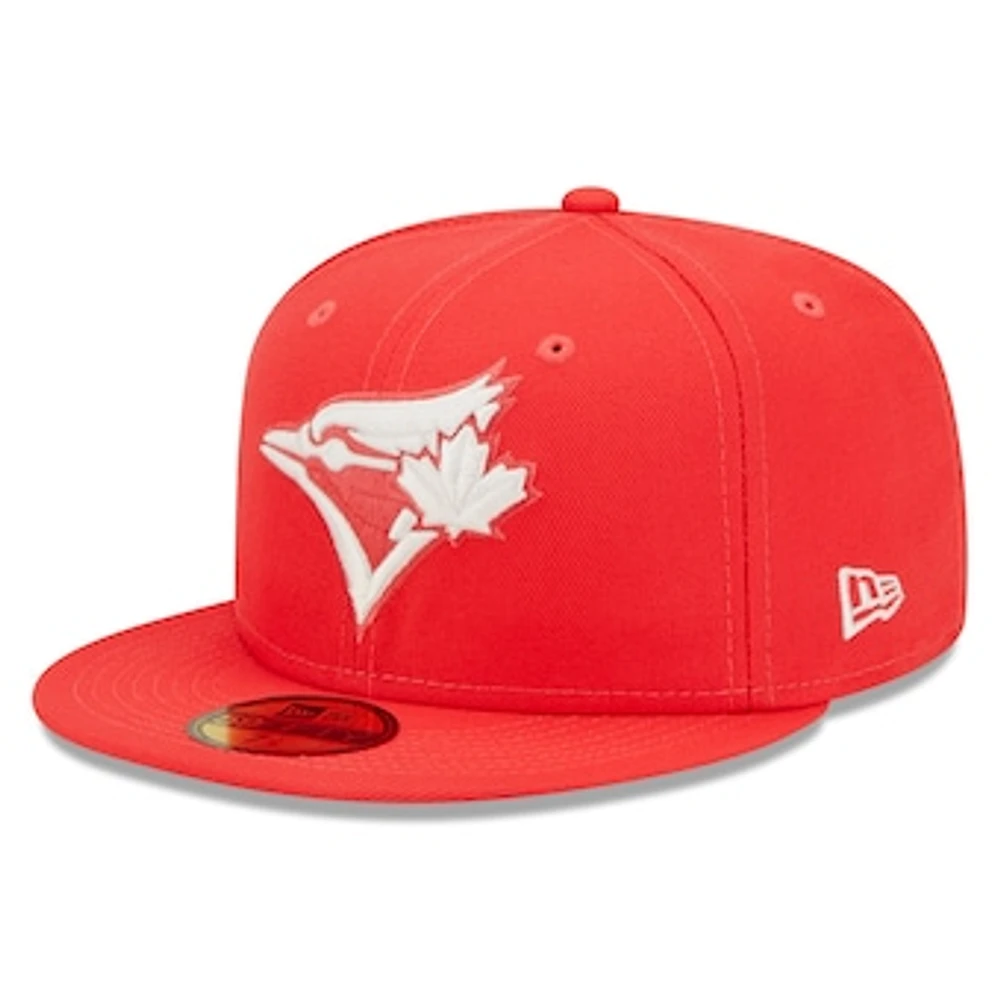 Men's New Era Red Toronto Blue Jays Lava Highlighter Logo 59FIFTY Fitted Hat