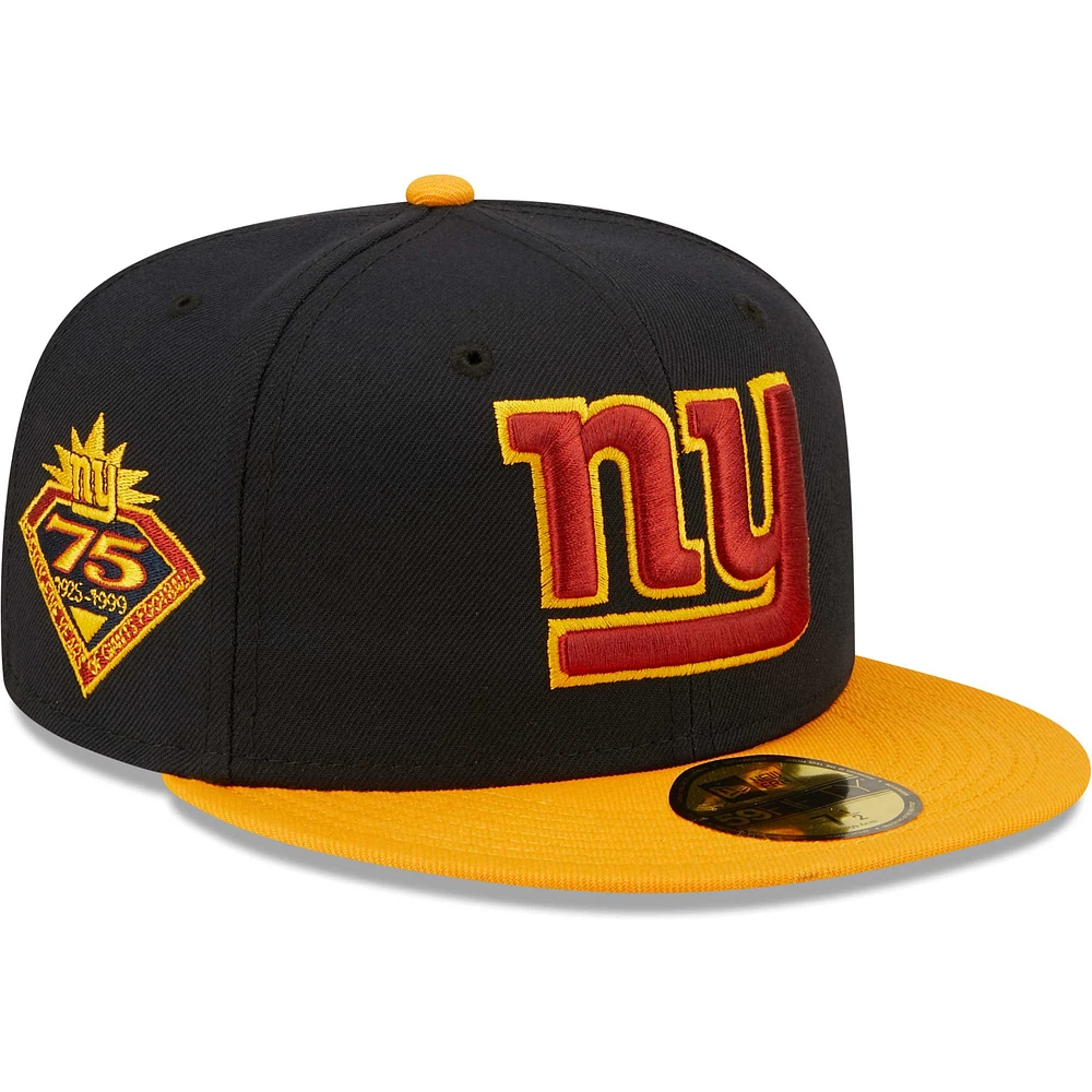 Men's New Era Navy/Gold New York Giants 75th Anniversary 59FIFTY Fitted Hat