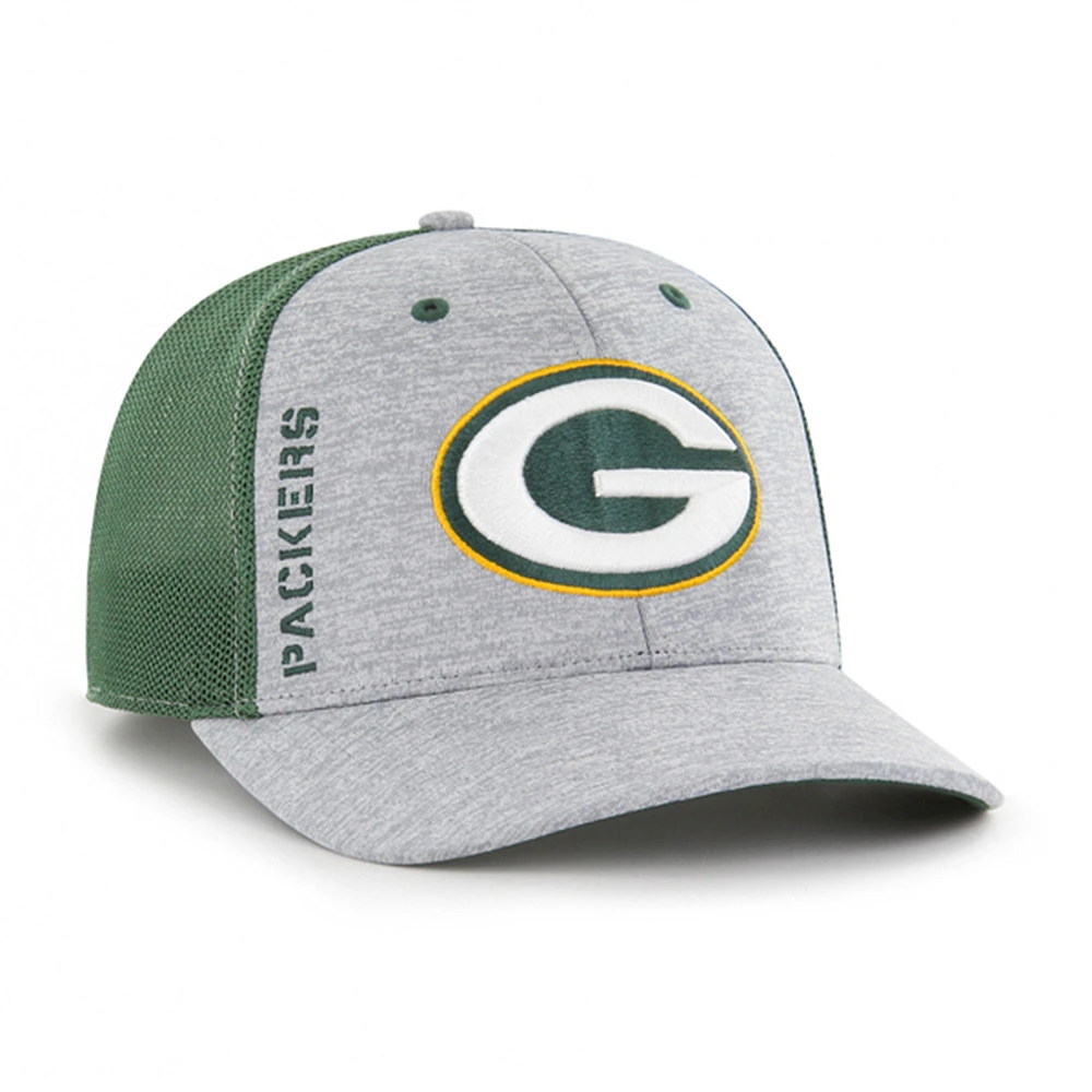 Men's '47 Gray/Green Green Bay Packers Pixelation Trophy Flex Hat