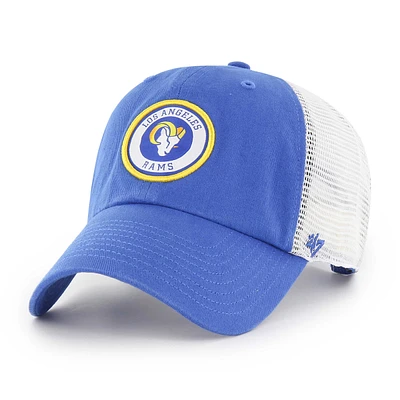 Men's '47 Royal/White Los Angeles Rams Highline Clean Up Trucker Snapback Hat