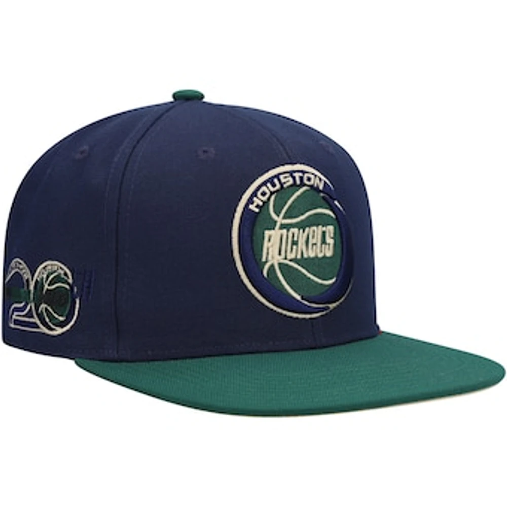 Men's Mitchell & Ness Navy/Green Houston Rockets 20th Anniversary Hardwood Classics Grassland Fitted Hat