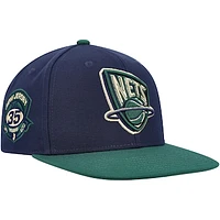 Men's Mitchell & Ness Navy/Green New Jersey Nets 35th Anniversary Hardwood Classics Grassland Fitted Hat