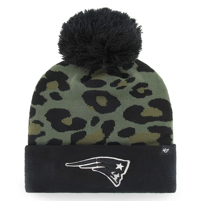 Women's '47 Green/Black New England Patriots Bagheera Cuffed Knit Hat with Pom