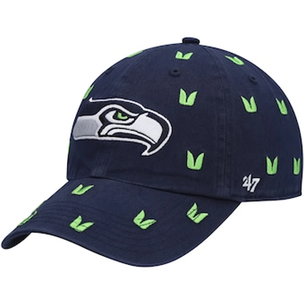 Women's '47 College Navy Seattle Seahawks Confetti Clean Up Adjustable Hat