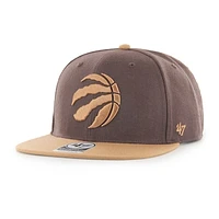 Men's '47 Brown Toronto Raptors No Shot Two-Tone Captain Snapback Hat