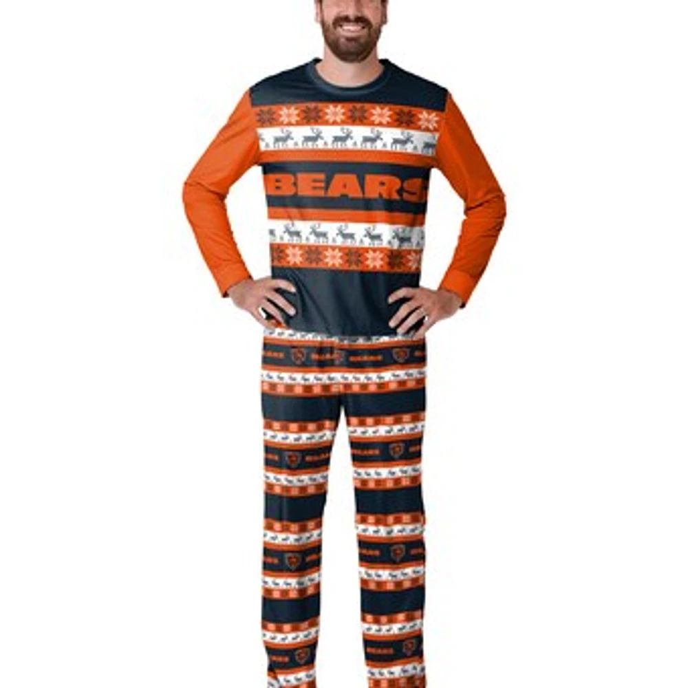 Men's  FOCO Navy Chicago Bears Wordmark Ugly Pajama Set