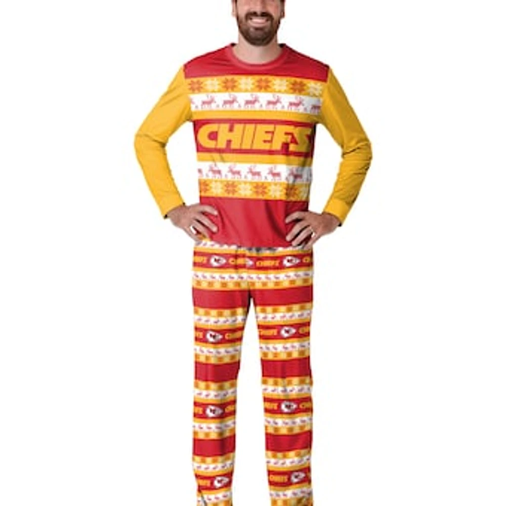 Men's  FOCO Red Kansas City Chiefs Wordmark Ugly Pajama Set