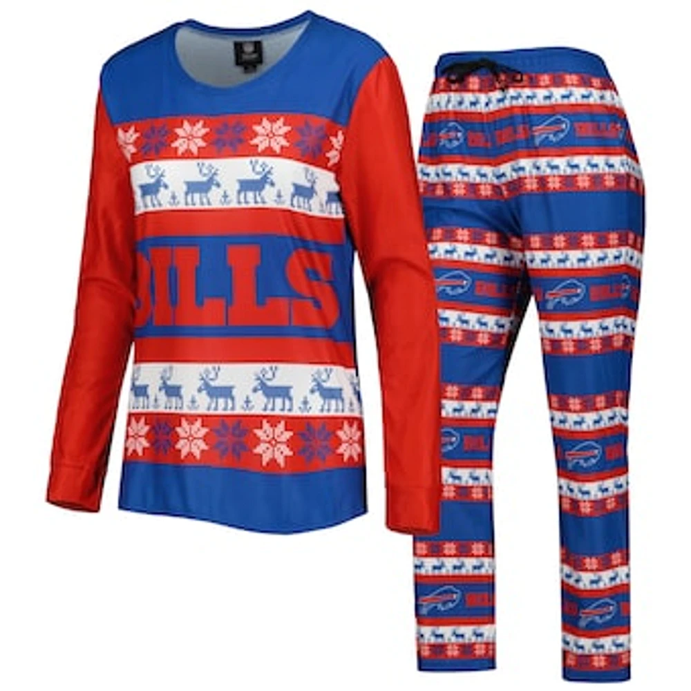 Women's FOCO Royal Buffalo Bills Wordmark Ugly Pajama Set