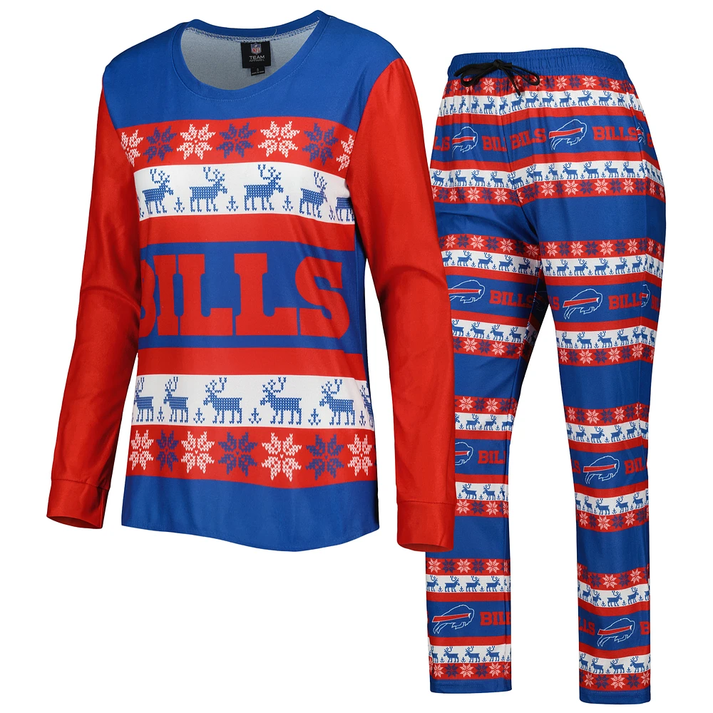 Women's FOCO Royal Buffalo Bills Wordmark Ugly Pajama Set