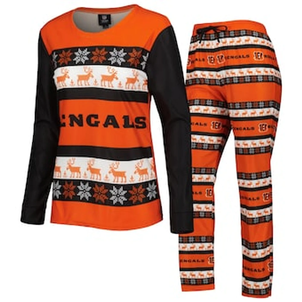 Women's FOCO Black Cincinnati Bengals Wordmark Ugly Pajama Set