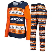 Women's FOCO Navy Denver Broncos Wordmark Ugly Pajama Set