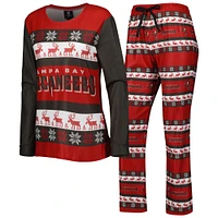 Women's FOCO Red Tampa Bay Buccaneers Wordmark Ugly Pajama Set