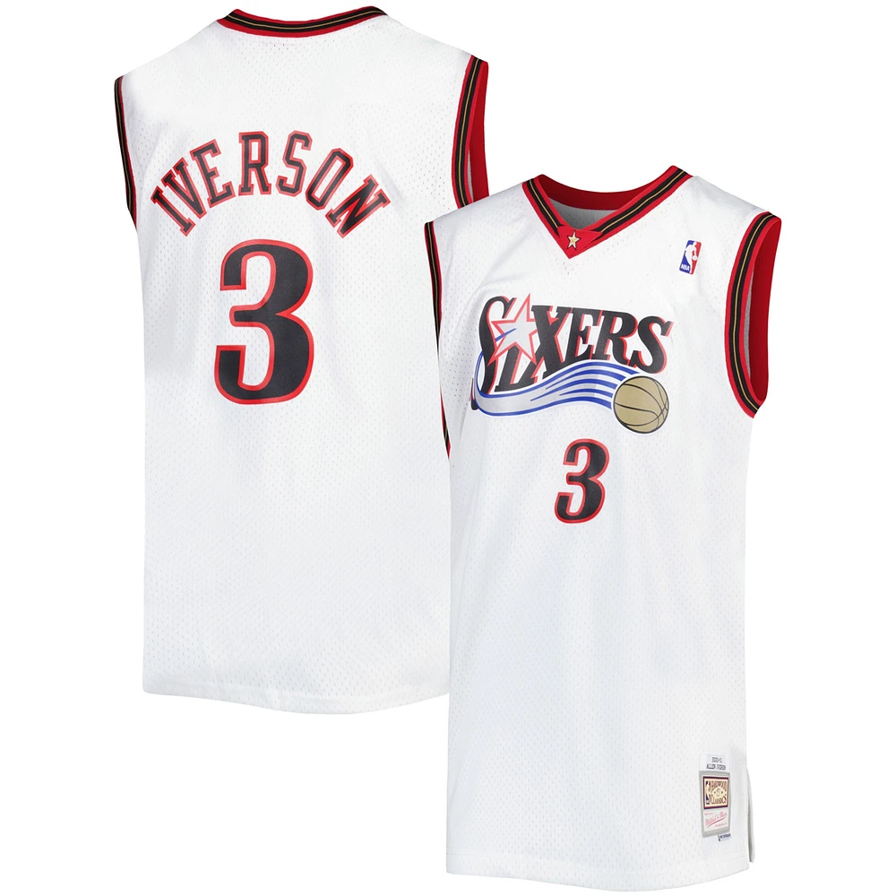 Men's Mitchell & Ness Allen Iverson White Philadelphia 76ers Big Tall Hardwood Classics 1996/97 Swingman Jersey