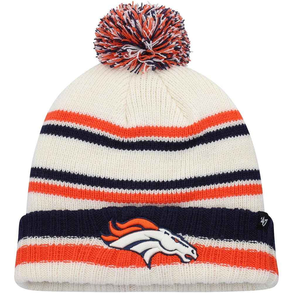 Youth '47 Cream Denver Broncos Driftway Cuffed Knit with Pom