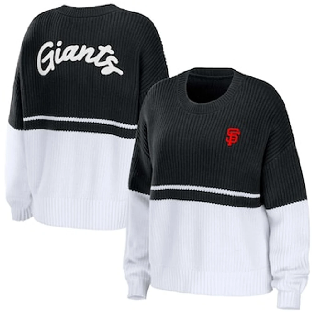 Women's WEAR by Erin Andrews Black/White San Francisco Giants Chunky Pullover Sweatshirt