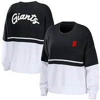 Women's WEAR by Erin Andrews Black/White San Francisco Giants Chunky Pullover Sweatshirt