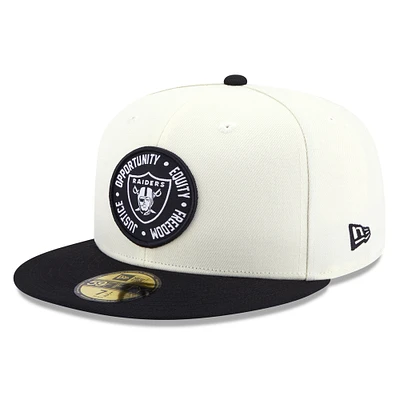 Men's New Era Cream/Black Las Vegas Raiders 2022 Inspire Change  59FIFTY Fitted Hat