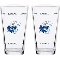 Kansas Jayhawks Two-Pack Knockout 16oz. Pint Glass Set