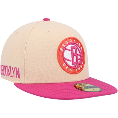 Men's New Era Orange/Pink Brooklyn Nets Passion Mango 59FIFTY Fitted Hat