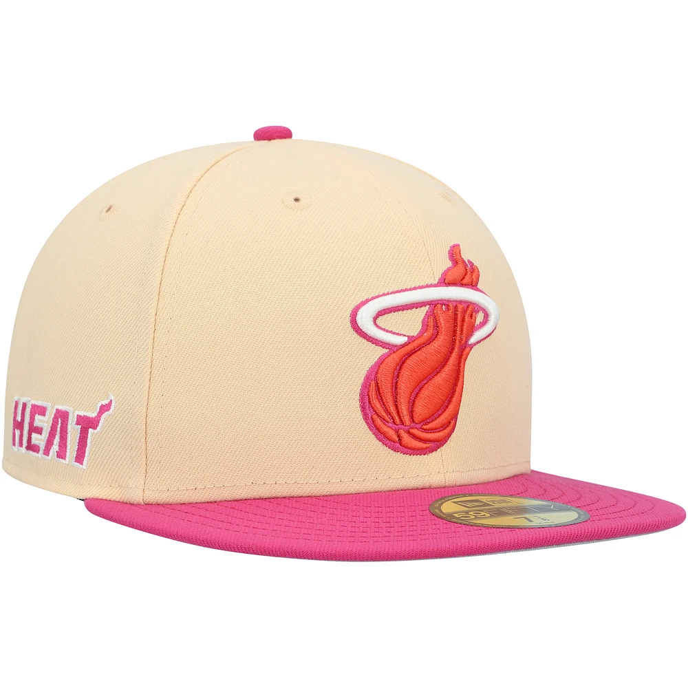 Men's New Era Orange/Pink Miami Heat Passion Mango 59FIFTY Fitted Hat