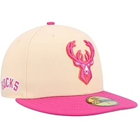 Men's New Era Orange/Pink Milwaukee Bucks Passion Mango 59FIFTY Fitted Hat