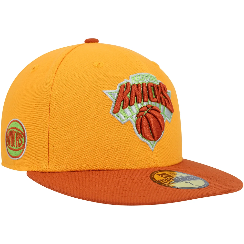 Men's New Era  Gold/Rust York Knicks 59FIFTY Fitted Hat