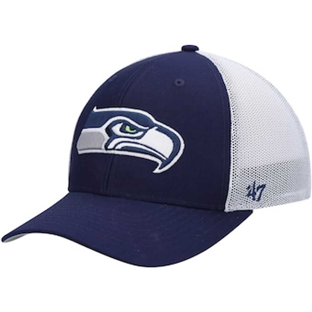 Men's '47 College Navy/White Seattle Seahawks Trophy Trucker Flex Hat