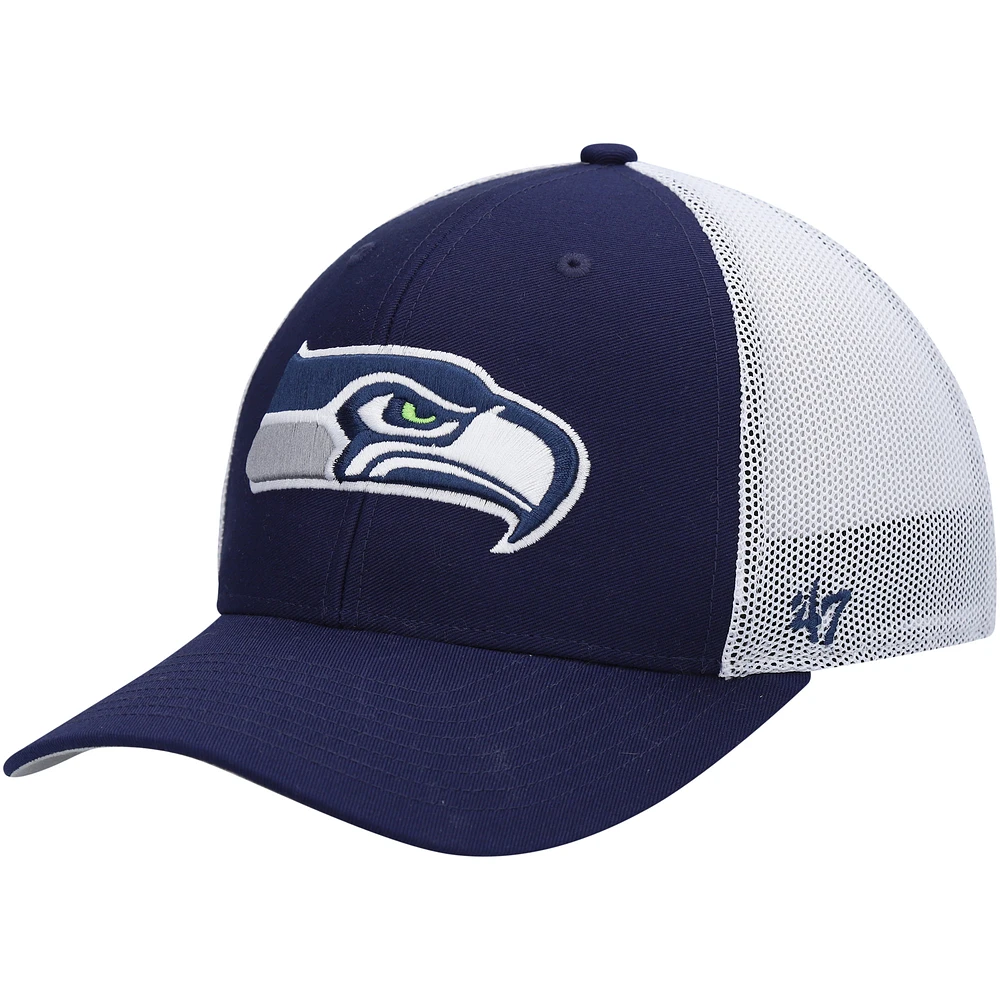 Men's '47 College Navy/White Seattle Seahawks Trophy Trucker Flex Hat